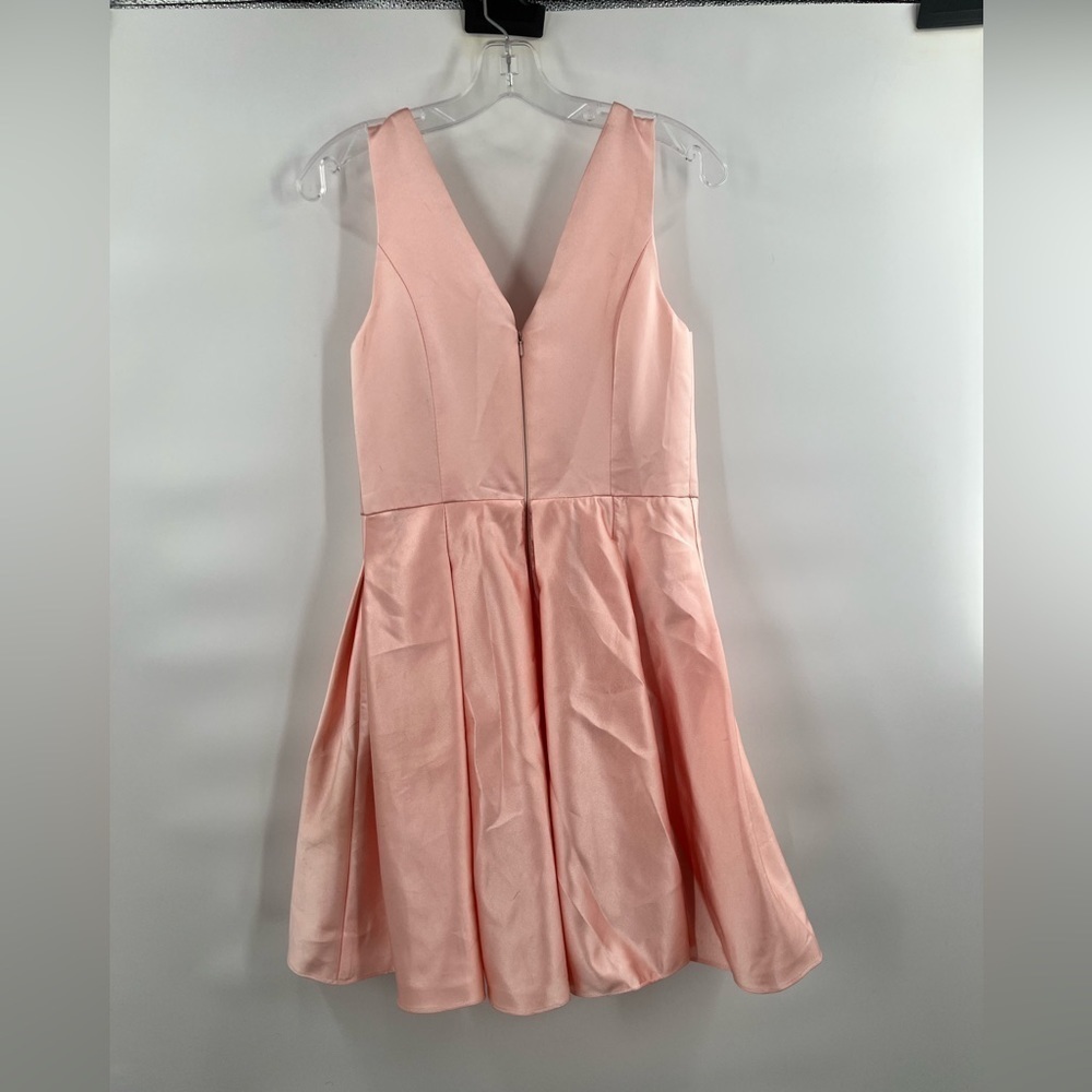 HEBEOS pink A-Line/Princess Sleeveless V-neck Short/Mini Satin Dresses - Picture 12 of 12